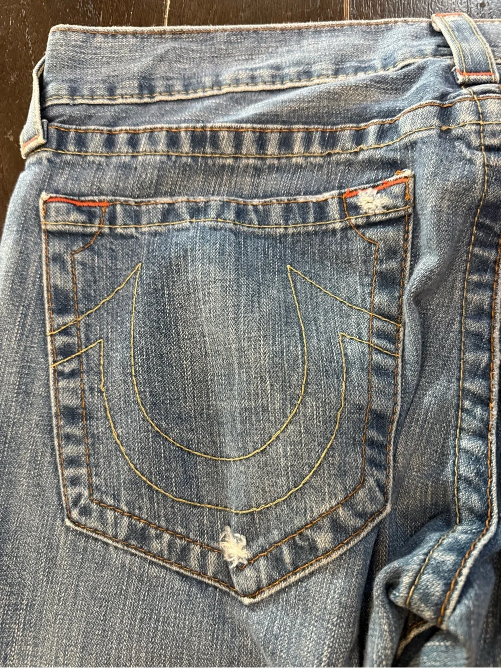 True Religion Y2K Men's Bobby Boot Cut Light Blue Jeans Size 34x32